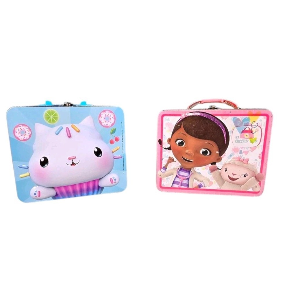 Lot Of 2‎ Tin Metal Lunch Boxes Gabbys Dollhouse Doc McStuffins